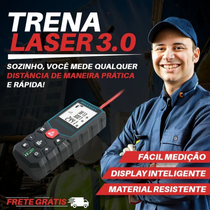 Trena Métrica a Laser 120 Metros Display Profissional